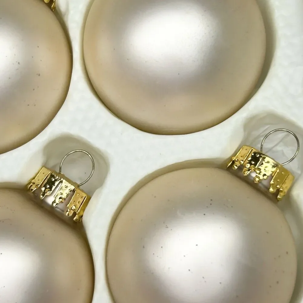 VTG 12ct Sparkling Creations Gold Cream Glass Small Christmas Ornaments 1.75”